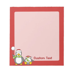 Christmas Snowballing penguins Notepad