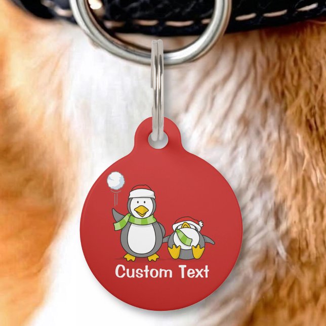 Christmas Snowballing penguins Pet Tag (Creator Uploaded)