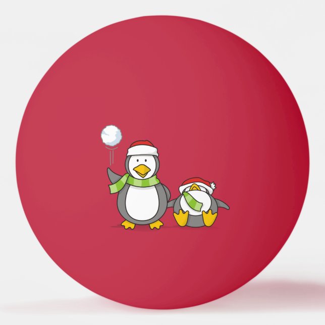 Christmas Snowballing penguins Ping Pong Ball (Front)