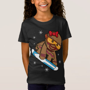Christmas Snowboarding Gingerbread Girl T-Shirt