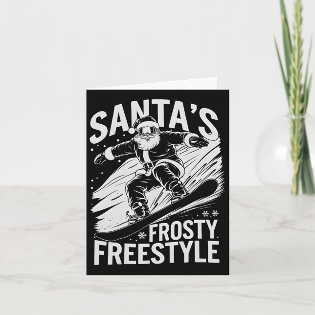 Christmas Snowboarding Santa Snowboarder Santas Fr Card (Front)