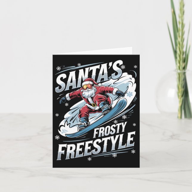 Christmas Snowboarding Santa Snowboarder Santas Fr Card (Front)