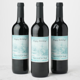 Christmas Snowed In Hot Cocoa Weather Wine Label