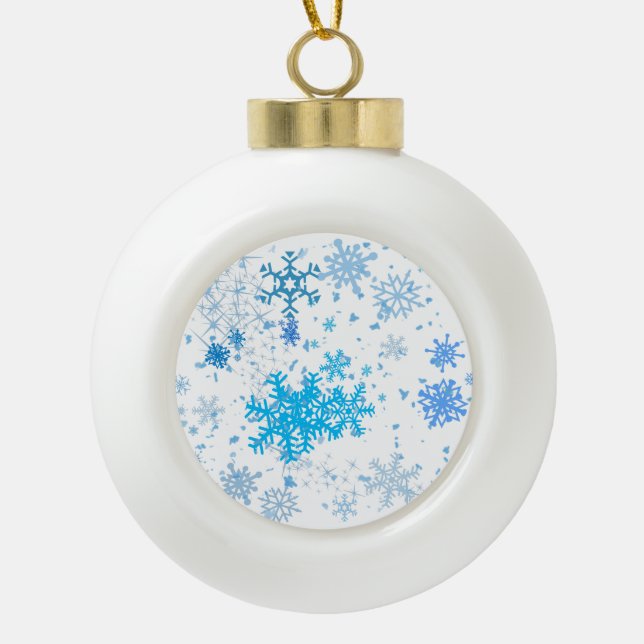 Christmas Snowfall Ceramic Ball Christmas Ornament (Front)