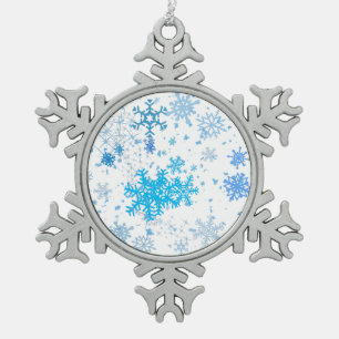 Christmas Snowfall Snowflake Pewter Christmas Ornament