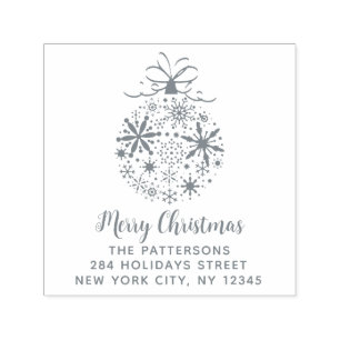 Christmas Snowflake Bauble Name Return Address Self-inking Stamp