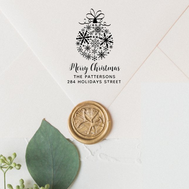 Christmas Snowflake Bauble Name Return Address Self-inking Stamp (Creator Uploaded)
