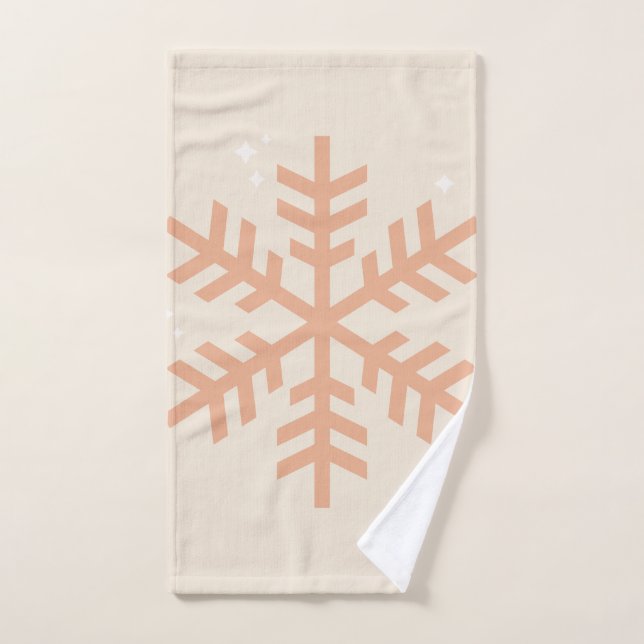 Christmas Snowflake Beige Bath Towel Set (Hand Towel)