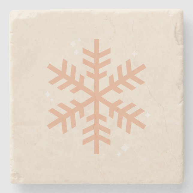 Christmas Snowflake Beige Stone Coaster (Front)