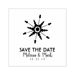 Christmas  Snowflake Bubble Style Save the Date  Rubber Stamp