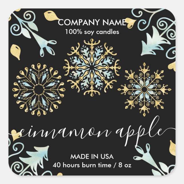 Christmas Snowflake Candle label product label (Front)