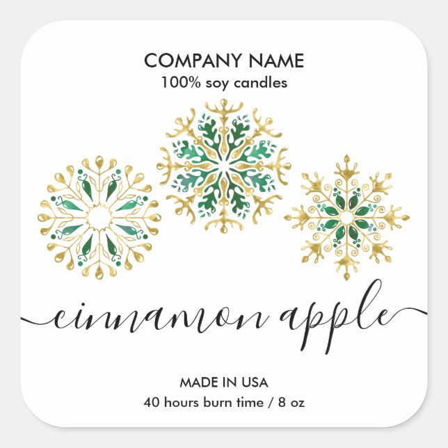 Christmas Snowflake Candle label product label (Front)