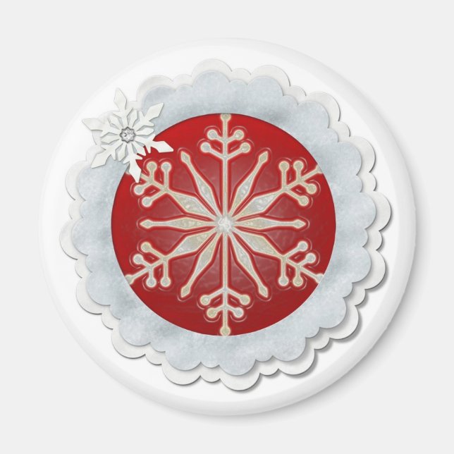 Christmas Snowflake Design Magnet (Front)