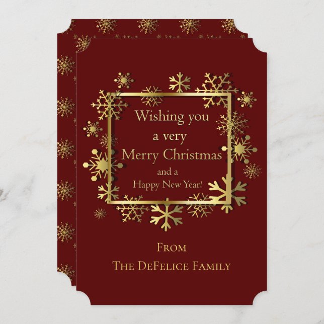 Christmas - Snowflake Frame with Greeting Red Invitation (Front/Back)