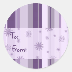 Christmas Snowflake Gift Tags Purple Stripes