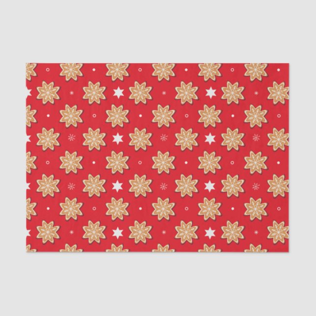 Christmas Snowflake Gingerbread Cookies Tissue Paper (Front)