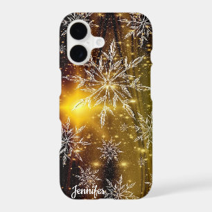 Christmas Snowflake Gold Black Custom Name