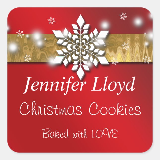 Christmas Snowflake, Gold Foil, Holiday Stickers (Front)