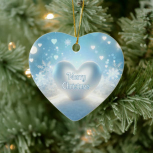 Christmas Snowflake Hearts Ceramic Tree Decoration