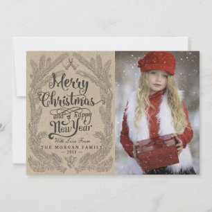 Christmas Snowflake & Kraft Paper Holiday Greeting