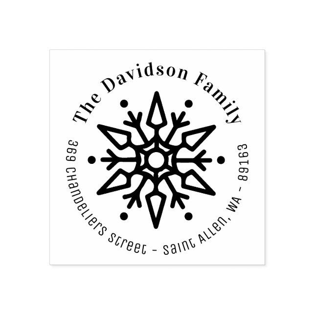 Christmas Snowflake Modern Return address  Rubber Stamp (Imprint)