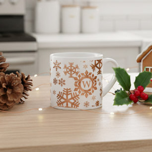 Christmas Snowflake Monogram Cute Holiday Gift Espresso Cup
