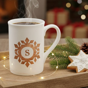 Christmas Snowflake Monogrammed Bone China Mug