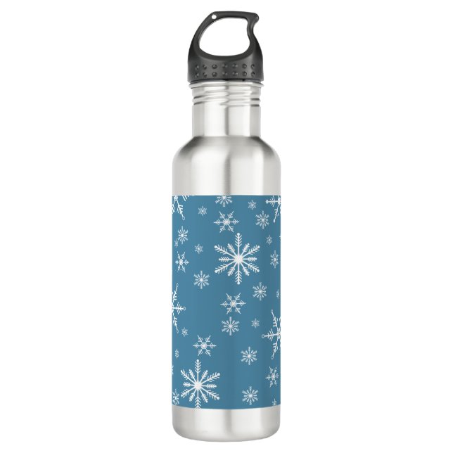 Christmas Snowflake On Blue 710 Ml Water Bottle (Front)