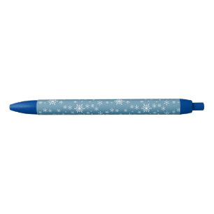 Christmas Snowflake On Blue Black Ink Pen