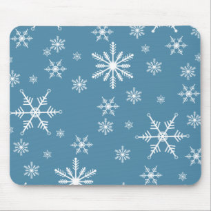 Christmas Snowflake On Blue Mouse Mat