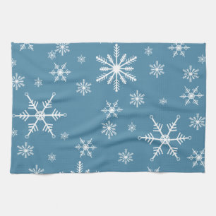 Christmas Snowflake On Blue Tea Towel