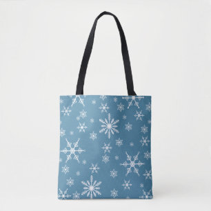 Christmas Snowflake On Blue Tote Bag