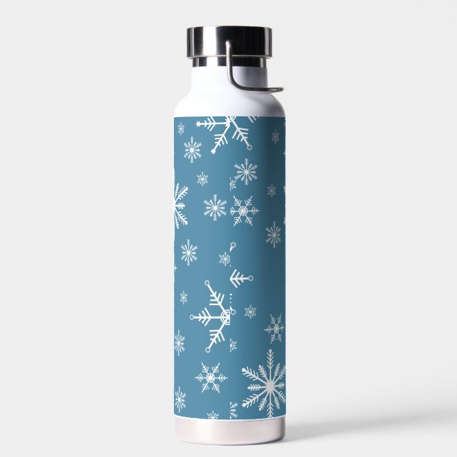 Christmas Snowflake On Blue Water Bottle (Left)