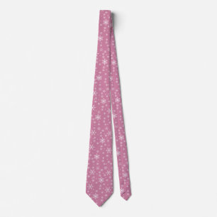 Christmas Snowflake On Pink Tie