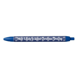 Christmas Snowflake on Sapphire Blue Ink Pen
