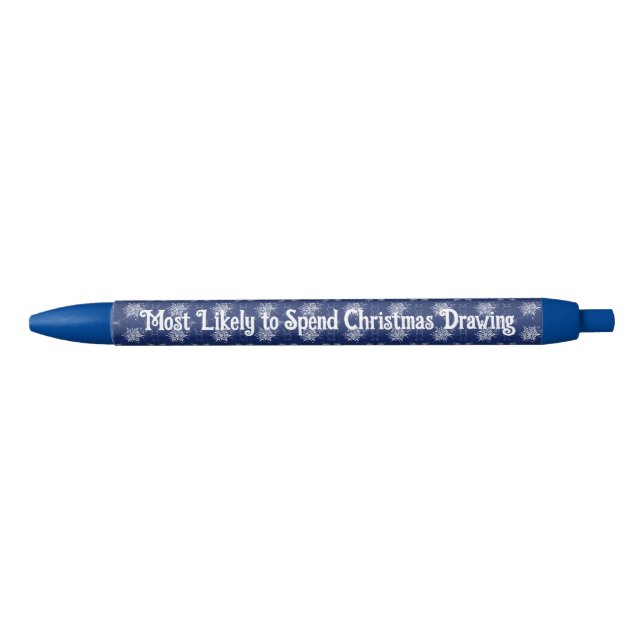 Christmas Snowflake on Sapphire Blue Ink Pen (Front)