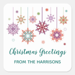 Christmas Snowflake Ornaments Design Sticker Label