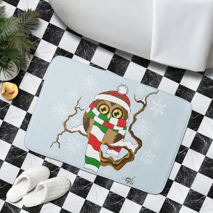 Christmas Snowflake Owl Bath Mat