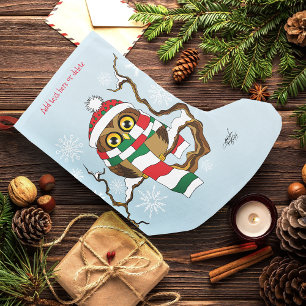 Christmas Snowflake Owl Small Christmas Stocking
