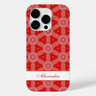 Christmas Snowflake Pattern Personalised Red Case-Mate iPhone 14 Pro Case