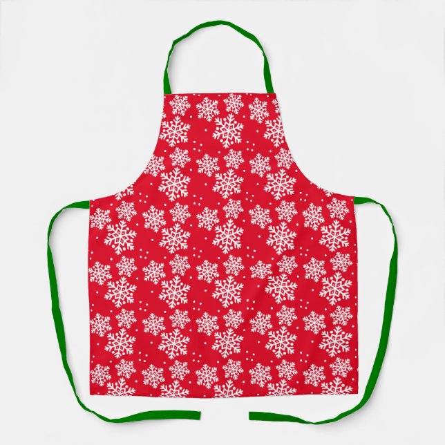 Christmas snowflake pattern red apron (Front)