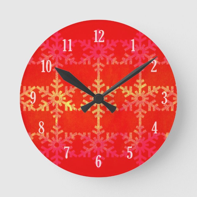 Christmas snowflake pattern round clock (Front)