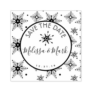Christmas  Snowflake Pattern Save the Date   Rubber Stamp