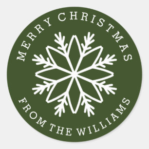 Christmas Snowflake Personalised custom colour Classic Round Sticker