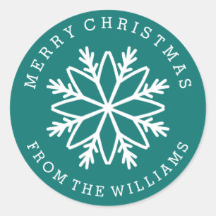 Christmas Snowflake Personalized custom color Classic Round Sticker