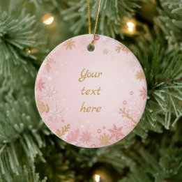 Christmas Snowflake Pink White Gold Ceramic Tree Decoration