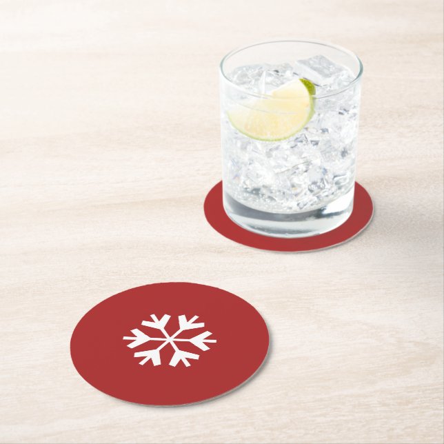 Christmas Snowflake Red and White Coaster (Insitu)