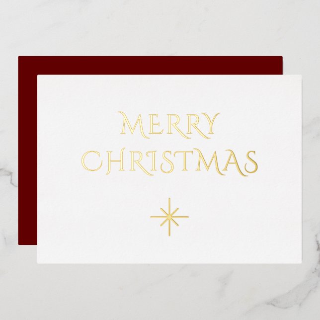 Christmas Snowflake Simple Gold Classic Foil Holiday Card (Front/Back)