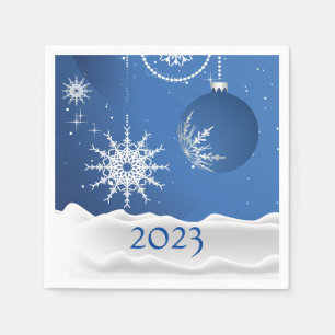 Christmas Snowflake Snow 2023 Add Name Paper Napkin
