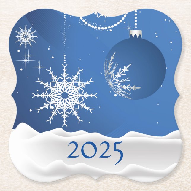 Christmas Snowflake Snow Coaster 2025 Add Name (Front)